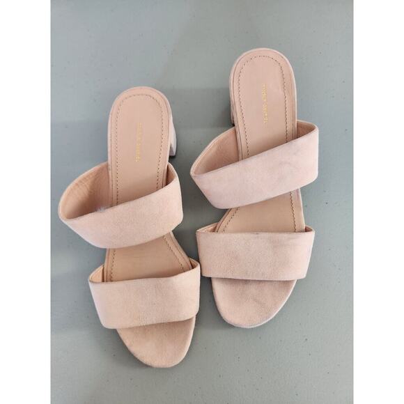 Defect New Mansur Gavriel Suede Double Strap 40mm Sandal Size 37.5 Light Pink - Picture 1 of 11
